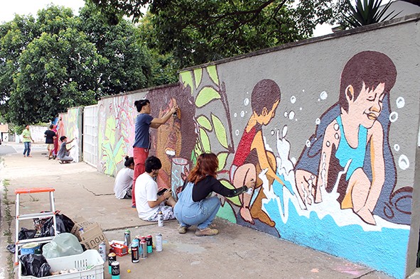 Em ação social, meio ambiente é retratado em muro de escola estadual de Sumaré