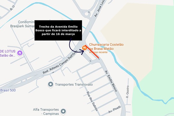 Obra de esgoto interdita parcialmente trecho da Av. Emílio Bosco, em Sumaré